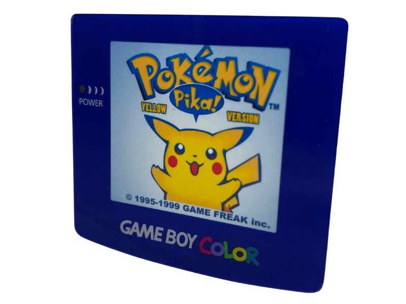 Imán Pokémon Amarillo hecho a mano con pantalla de Game Boy Color